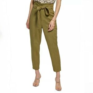 DKNY Women's Faux-Suede Tie-Front High-Waisted Pants